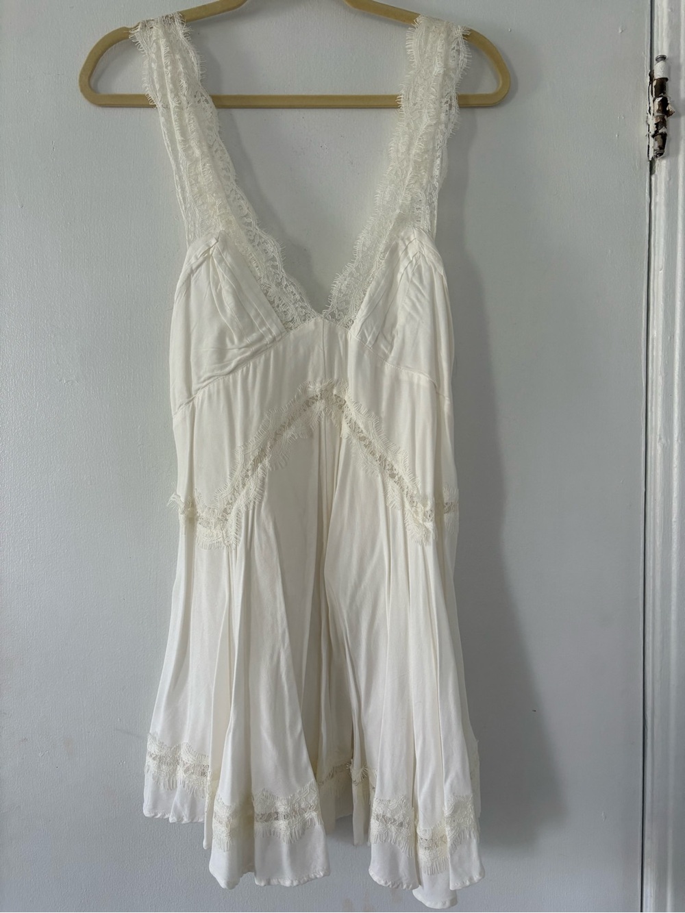 Urban Outfitters Cream Lace-Trim Dress